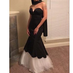Black Satin Off the Shoulder Gown